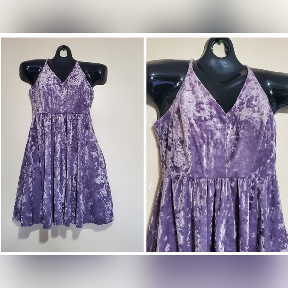 Sleeveless Lavender Suede Velvet Flowy Mini Dress sz Medium - Picture 14 of 14